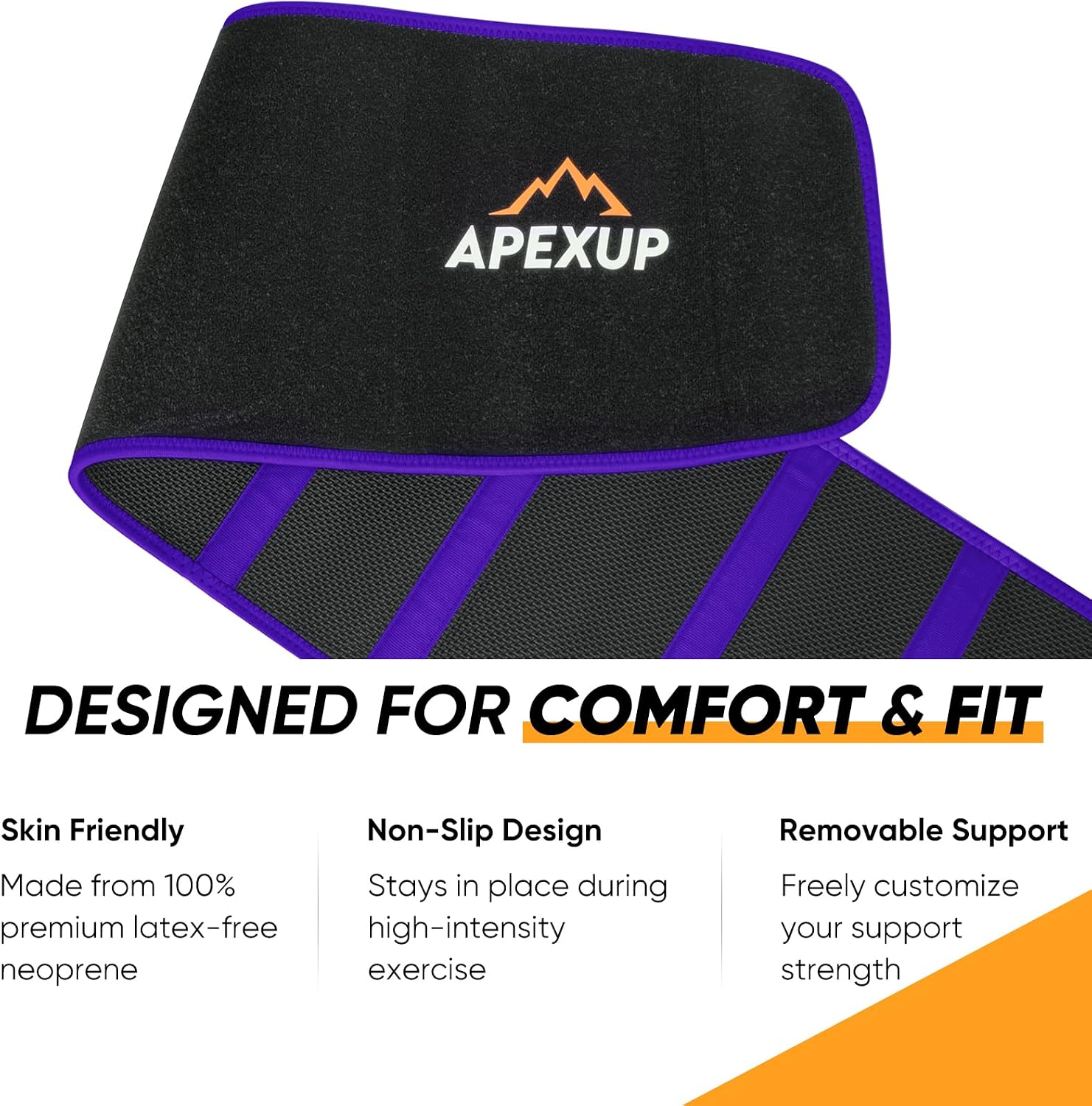 APEXUP Waist Trainer for Women Lower Belly Fat, Men Sweat Band, Stomach Wrap, Waist Trimmer with Removable Lumbar Support