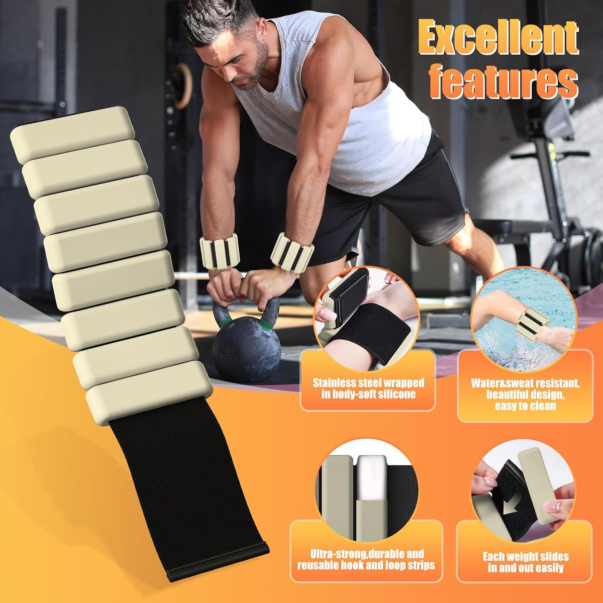Ankle Weight Wrist Weight 2 Pack 1lb Each Adjustable