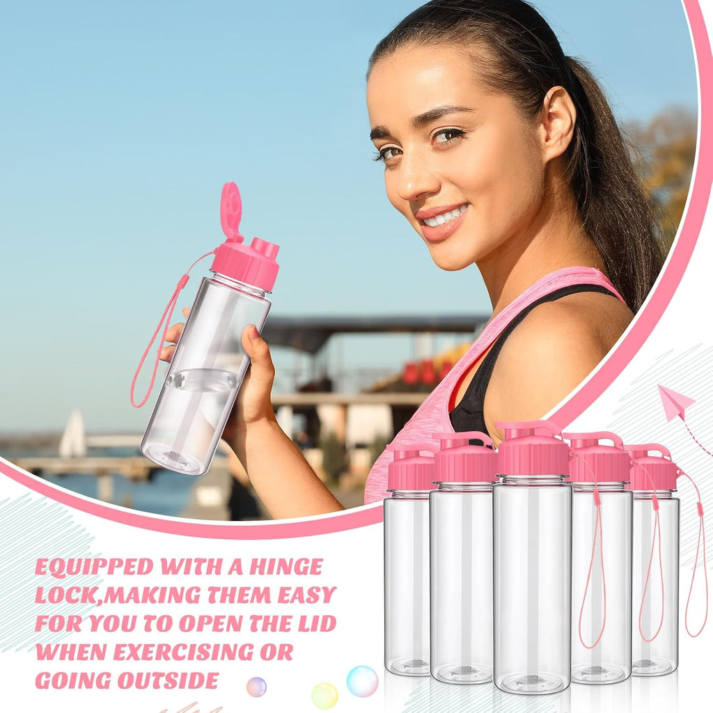 Mifoci 20 Pcs Plastic Water Bottles Bulk 17 oz, Rose Red