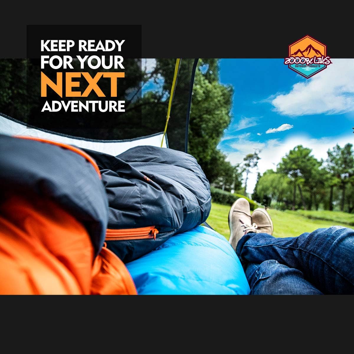 ZOOOBELIVES 10 Degree Down Sleeping Bag for Adults, 4-Season Cold-Weather Mummy Bag, Roomy Fit, 550+ Fill Power Warmth, Lightweight & Compressible for Car Camping, Backpacking & Hunting - AlpliveD1500