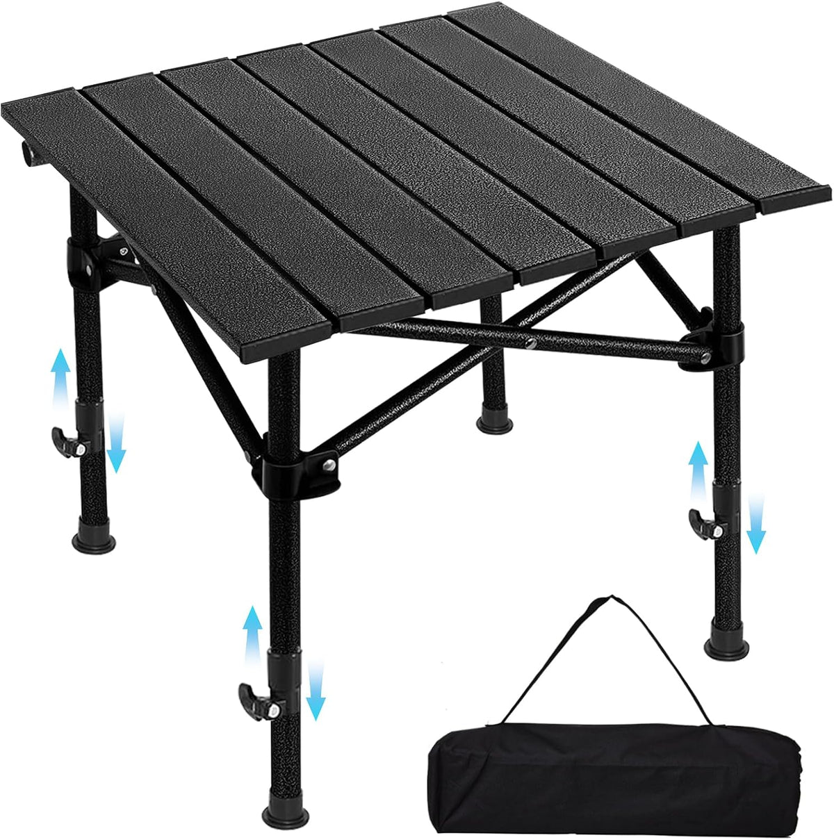 SHANQUAN Camping Table Roll up Table, Fold up Lightweight Compact 2-4 Person Portable Adjustable Height Roll up Aluminum Table with Carry Bag for Outdoor, Camping, Picnic, Backyards, BBQ