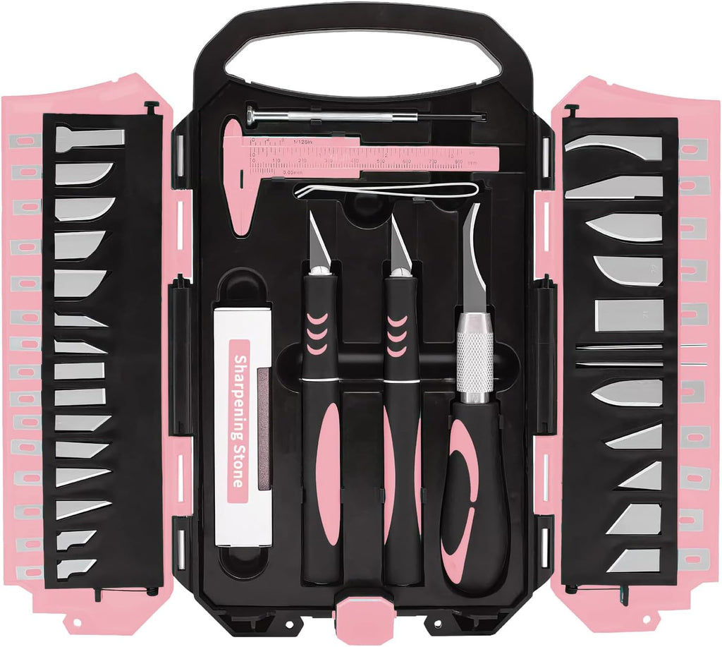 MANUFORE 34pcs Large Exacto Knife Set Craft Precision Knife Set Blue