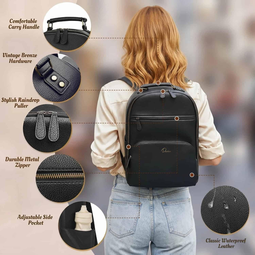 Camera Backpack Classic PU Leather for DSLR, Professional Camera Bag for Photographers with 15 Inch Laptop Compartment Large 20L