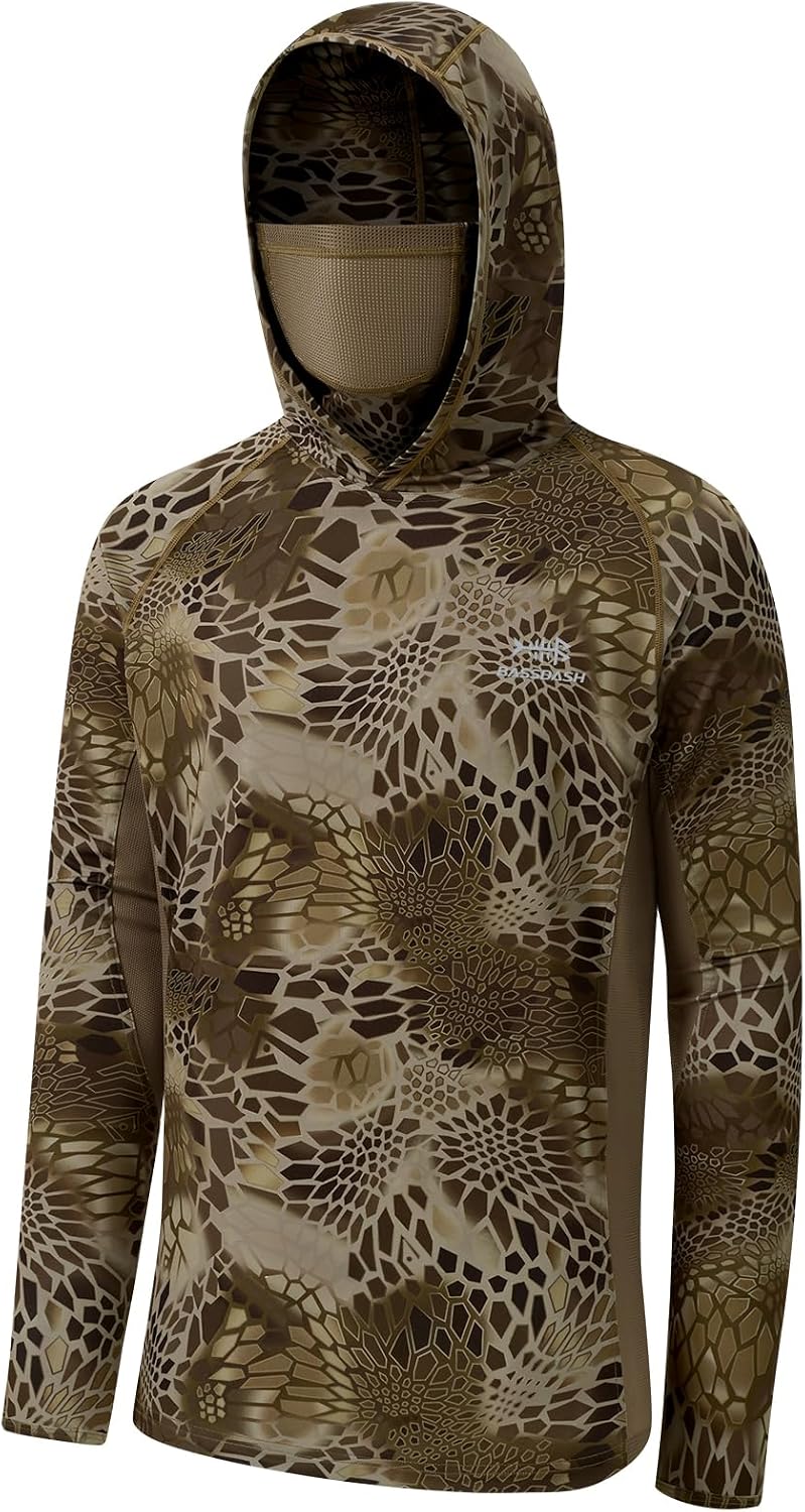 BASSDASH Men's UPF 50+ Camo Long Sleeve Hunting Fishing Hoodie Shirt