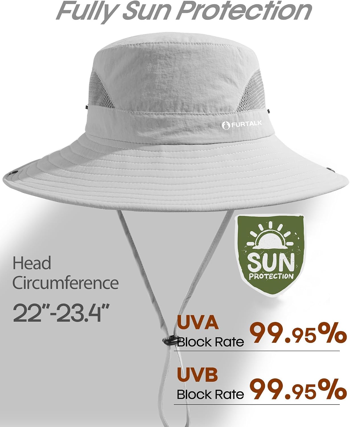 FURTALK Mens Bucket Sun Hat UPF Protection Wide Brim Breathable Fishing Hat