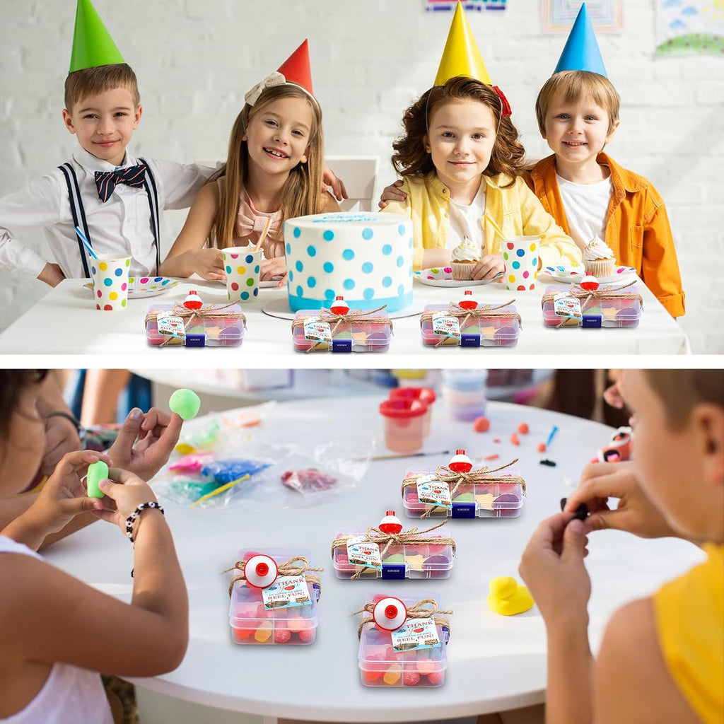 Wonderjune 24 Fishing Party Favors Tackle Boxes with Thank You Cards