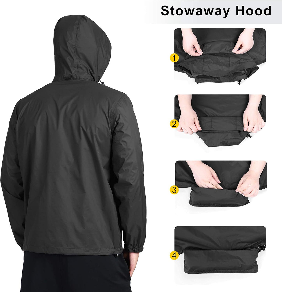 Outdoor Ventures Men's Rain Jacket Waterproof Lightweight Packable Raincoat