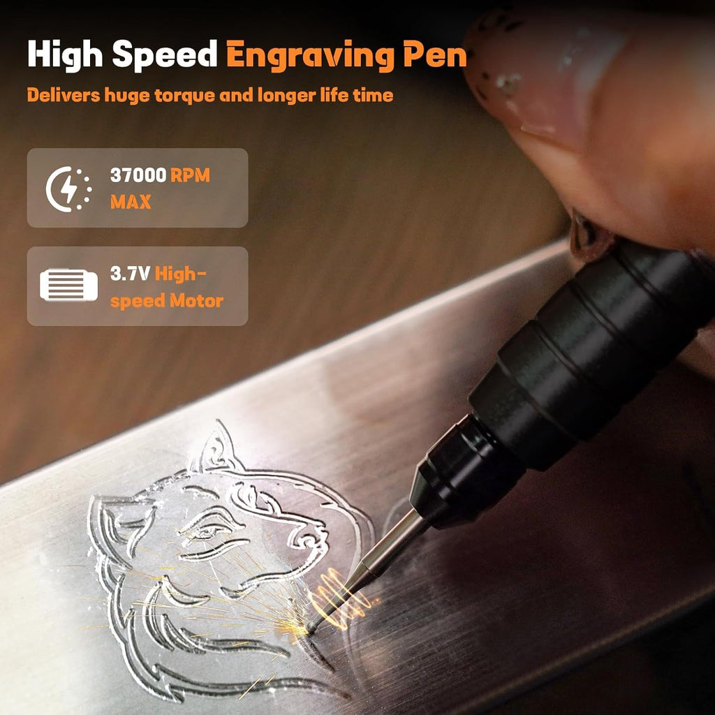 HARDELL Engraving Pen, 37000 RPM Cordless Engraver for Metal Wood Glass DIY