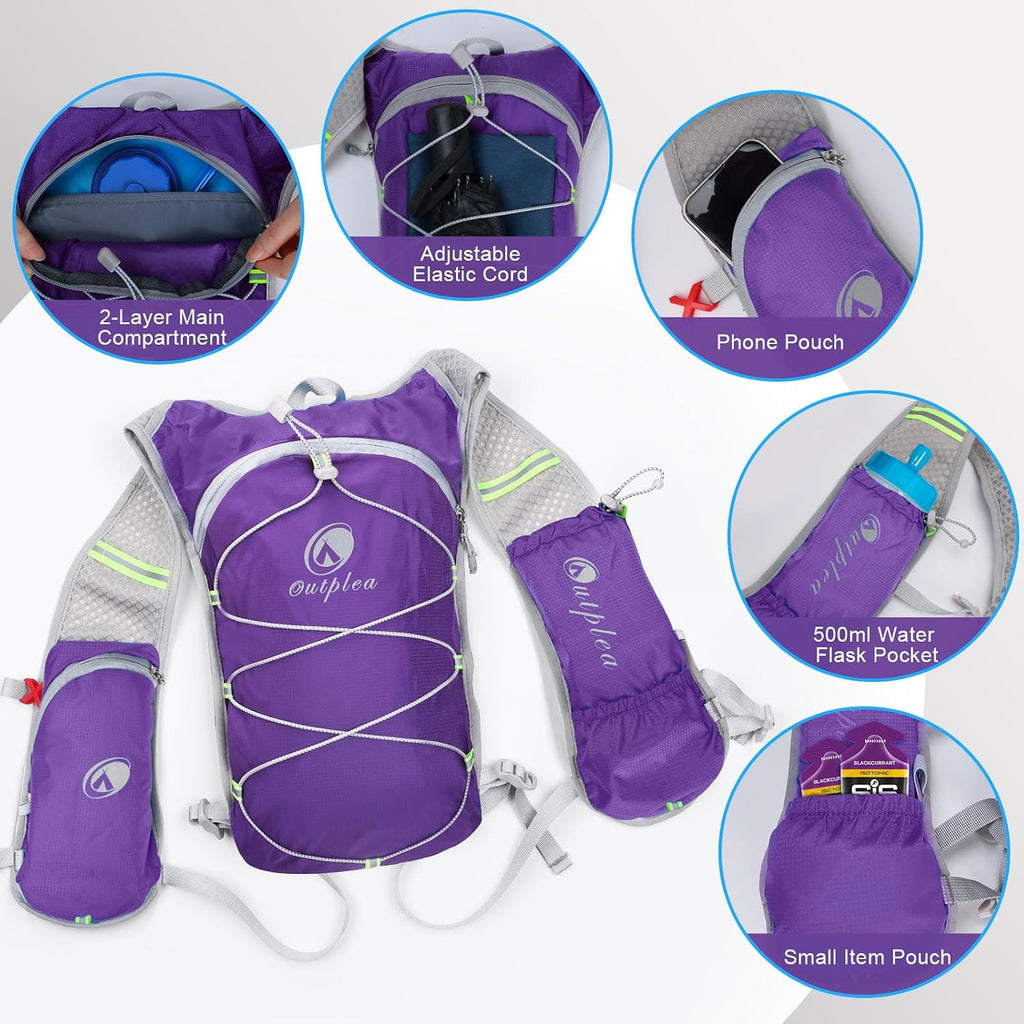 Ouplea Small Running Hydration Backpack Hydro Vest with 2L Water Bladder
