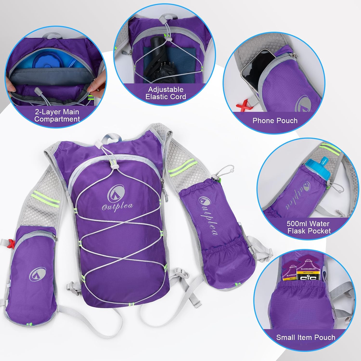 Ouplea Small Running Hydration Backpack Hydro Vest with 2L Water Bladder