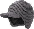 Wmcaps Winter Beanie with Brim & Ear Flaps, Fleece Lined Hat for Men Women