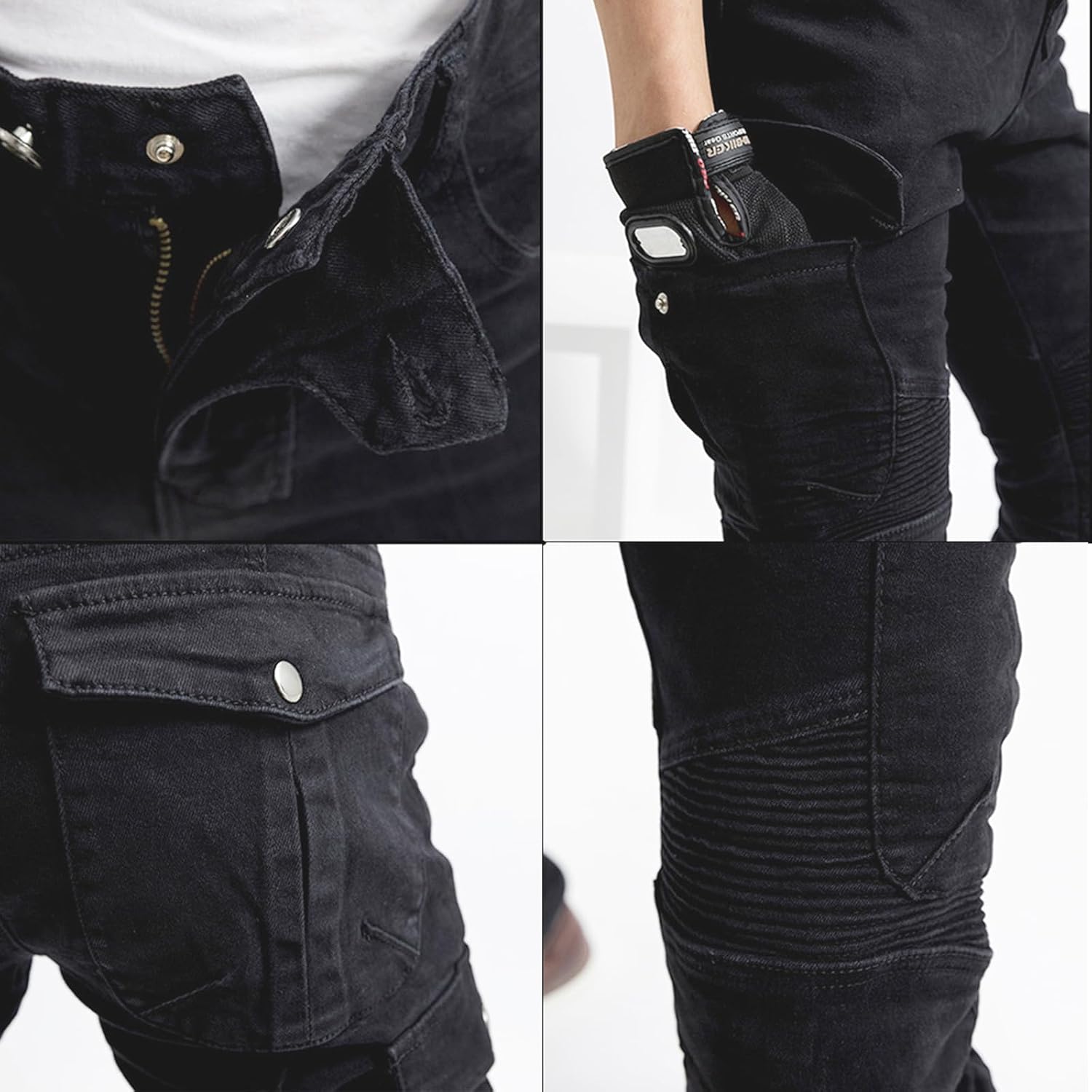 LOMENG Motorcycle Riding Pants Women with CE Level 2 Removable Armor