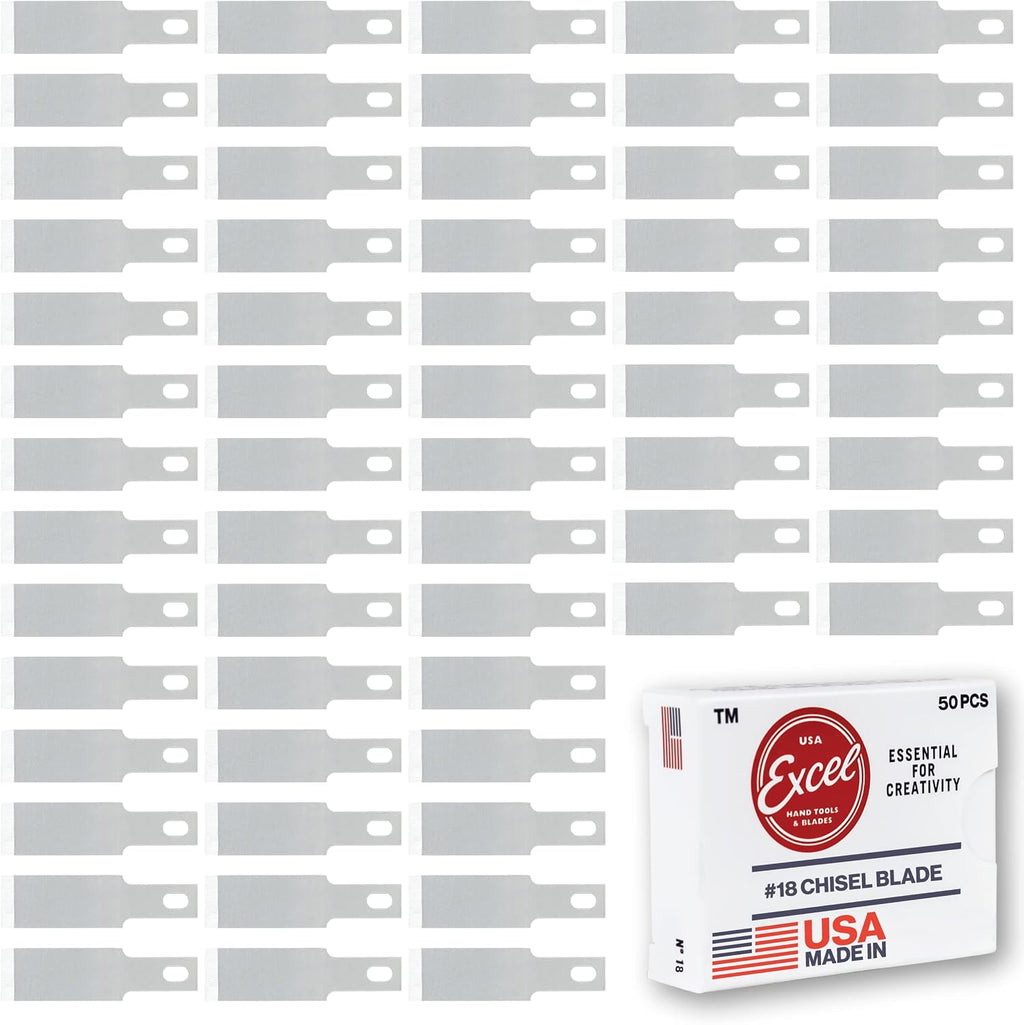Excel Blades #18 50-Pack Wood Chisel Blades, 1/2-Inch Carbon Steel, USA
