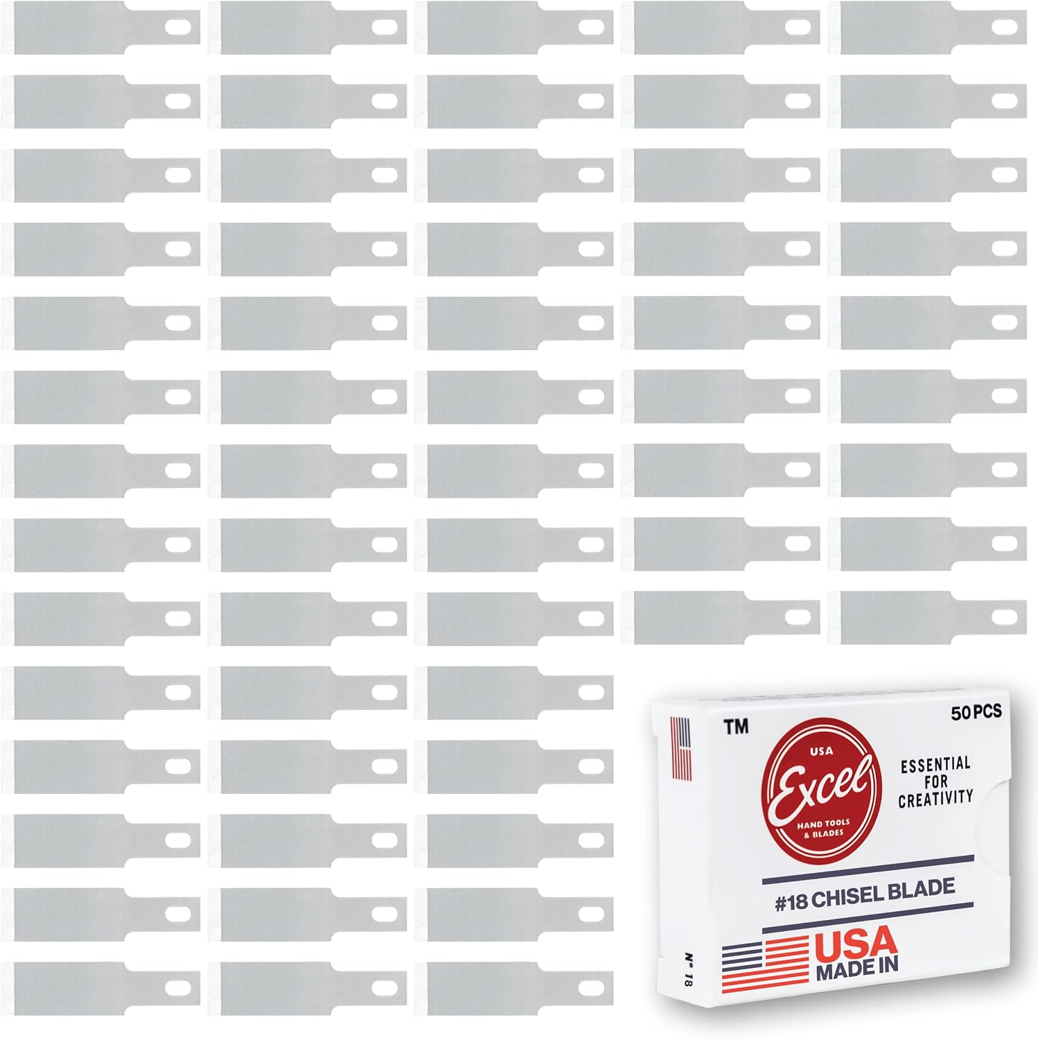 Excel Blades #18 50-Pack Wood Chisel Blades, 1/2-Inch Carbon Steel, USA