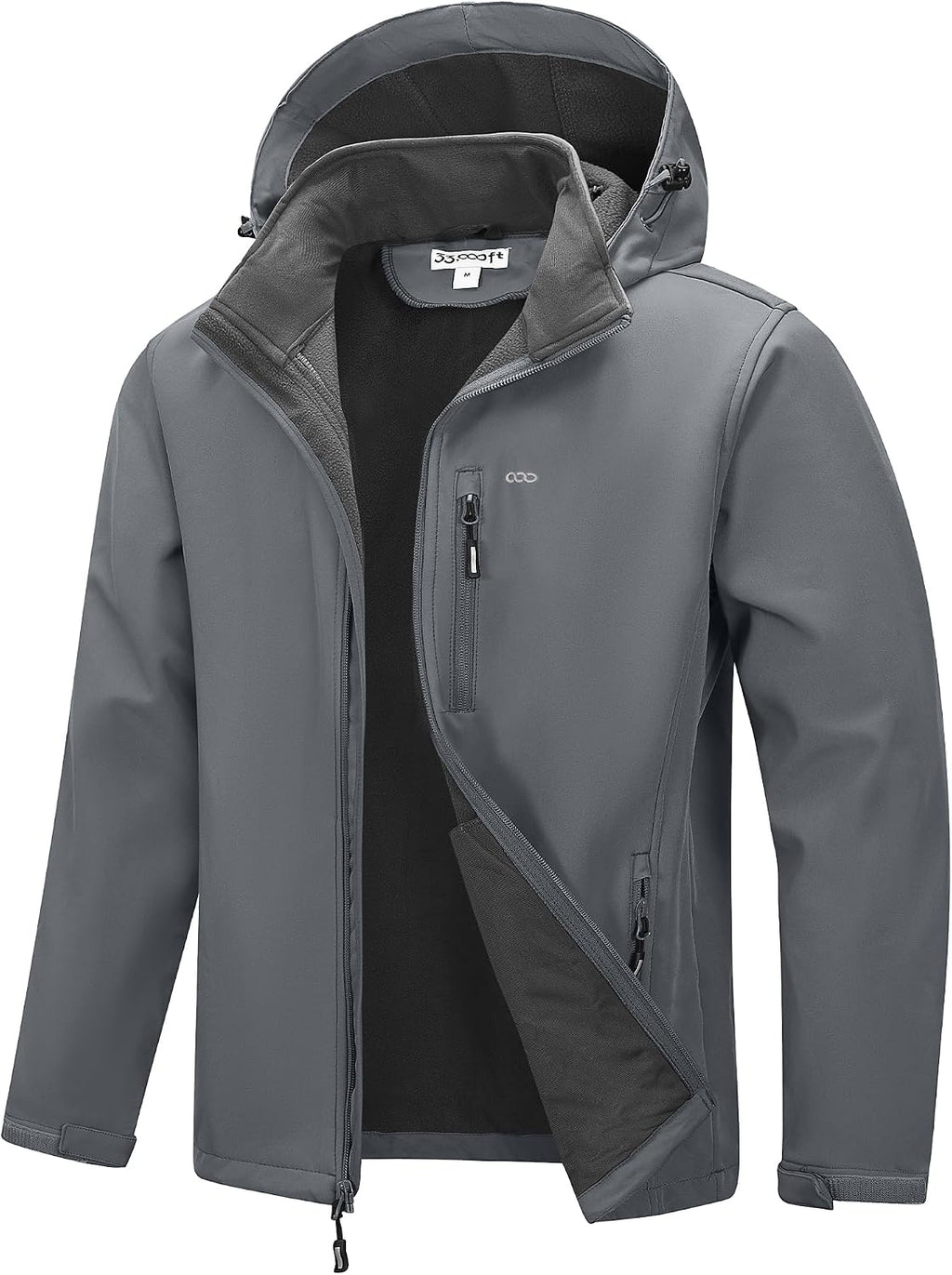 33,000ft Men's Hooded Softshell Jacket Waterproof Fleece Windbreaker Jacket