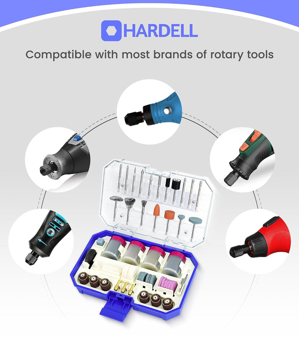 HARDELL 287Pcs Rotary Accessory Kit w/ 1/8" Shanks, for Cutting & Polishing