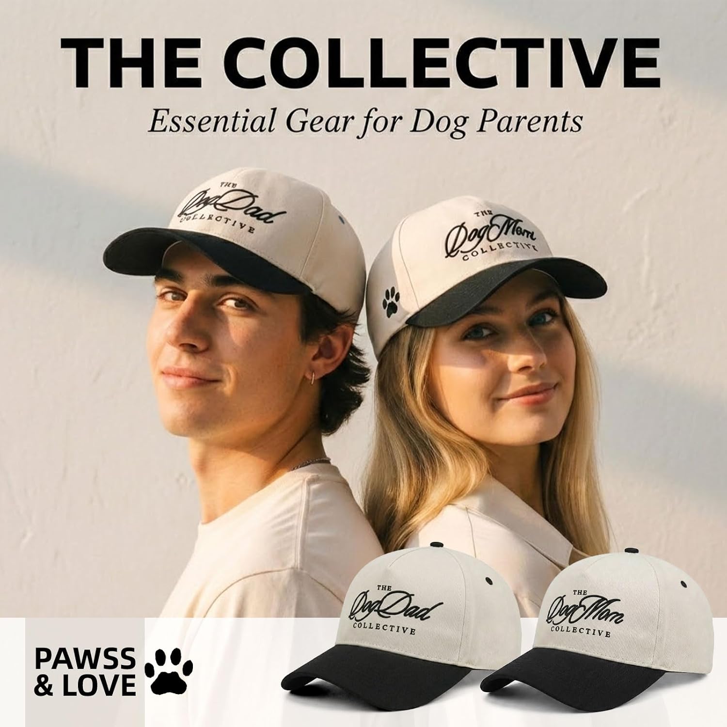 Dog Mom Dog Dad Collective Hats,Vintage Embroidered TruckerCap,Adjustable Pet Lover Baseball Hat Gift for Men Women