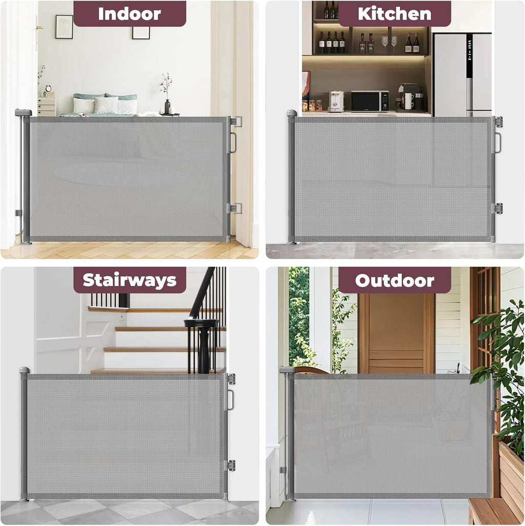 Retractable Baby Gate for Stairs & Doorways, Dog Gate Indoor Outdoor