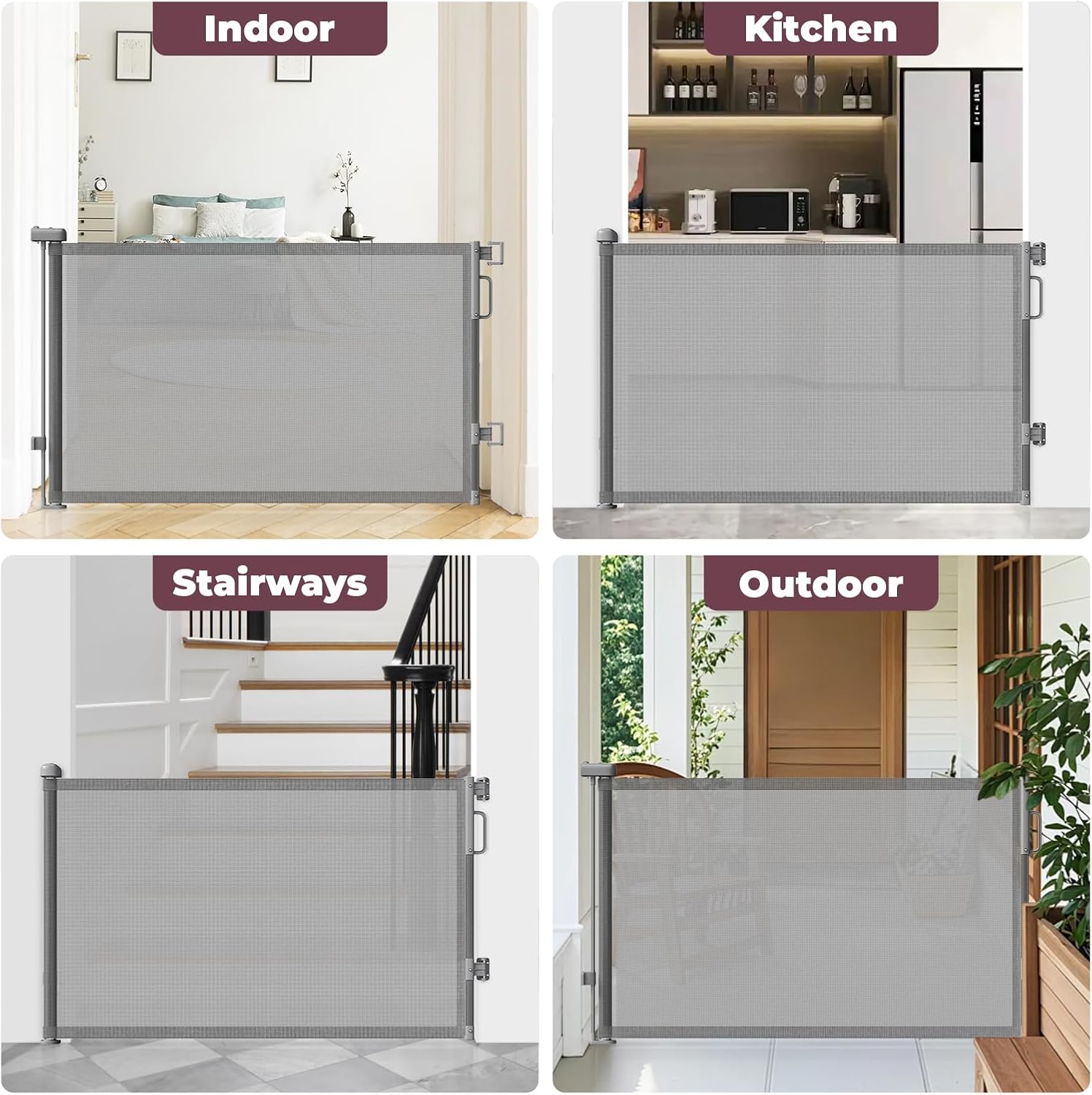Retractable Baby Gate for Stairs & Doorways, Dog Gate Indoor Outdoor