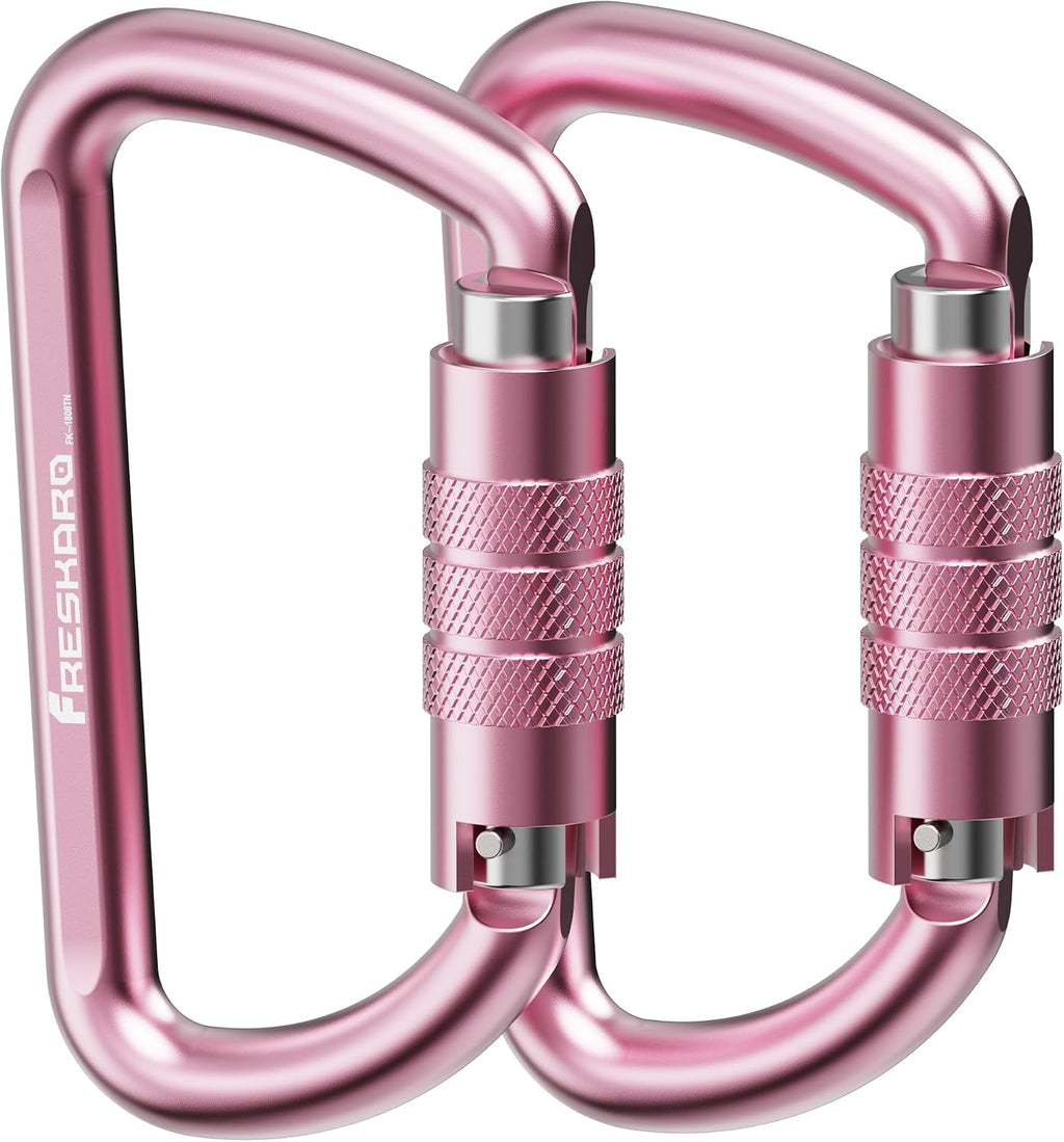 FresKaro 3inch 12kN-2698lbs Auto Locking Carabiner Clips, Solid D Shape, Heavy Duty 7075 Aluminum, Lightweight 1.09oz, Rust Proof, for Hammock, Hiking, Dog Leash, Keychain etc., Multi-Colors