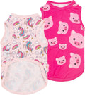 CuteBone Dog Shirts 2-Pack Soft Pet Clothes Breathable Summer Vest for Small Puppy and Stretchy Cat Apparel