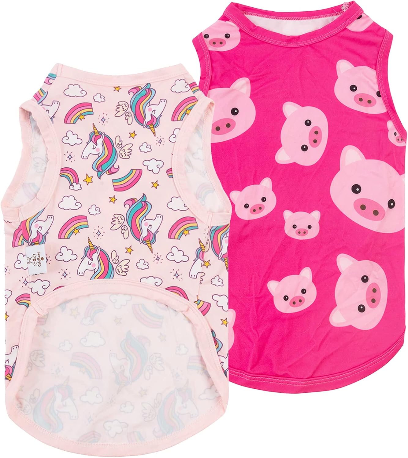CuteBone Dog Shirts 2-Pack Soft Pet Clothes Breathable Summer Vest for Small Puppy and Stretchy Cat Apparel