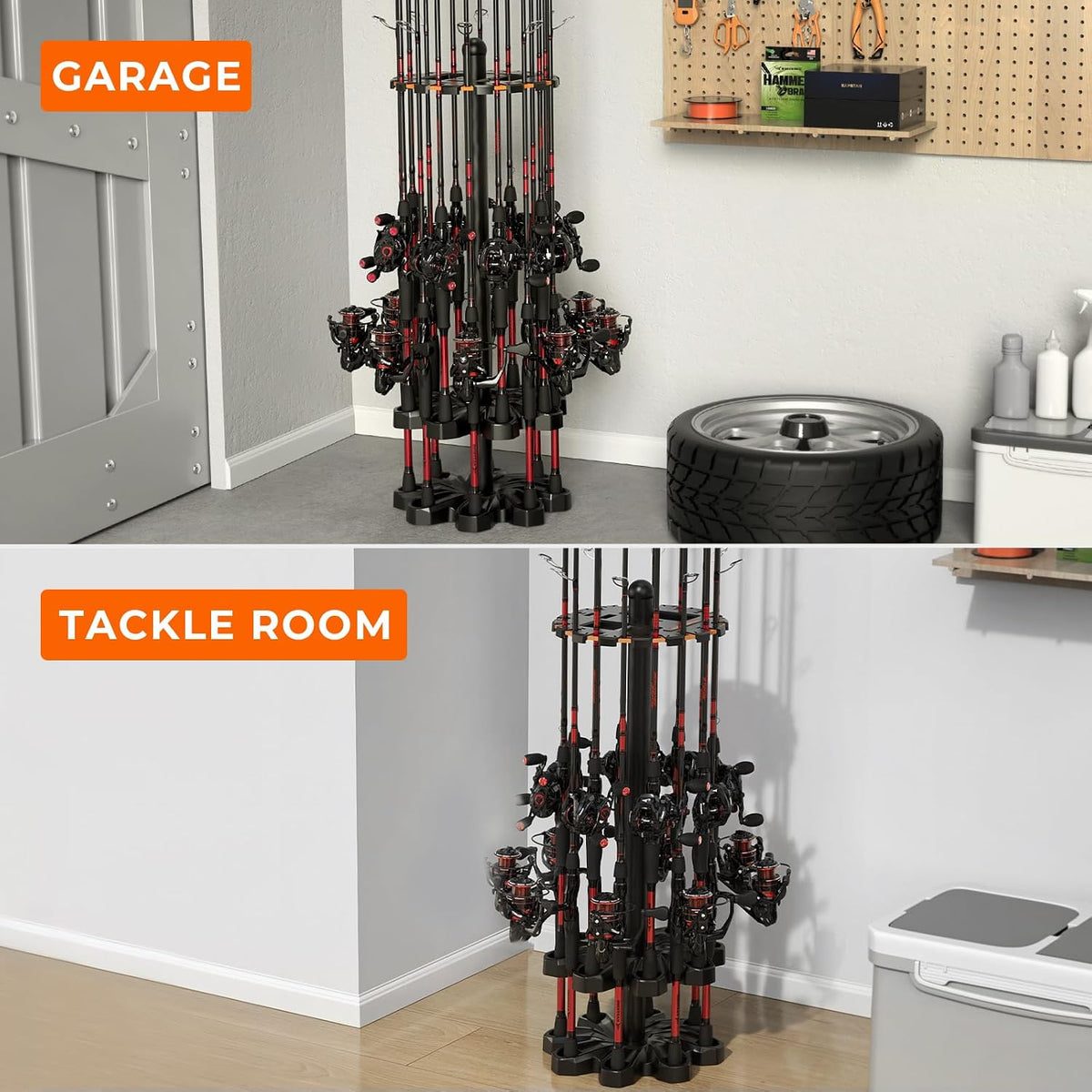 KastKing V16 Fishing Rod Holder for Garage, Fishing Storage Gift for Men
