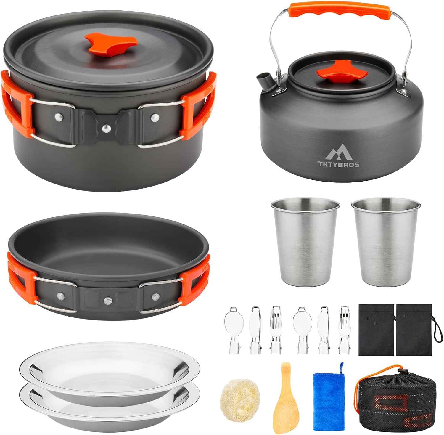 THTYBROS 17pcs Camping Cookware Mess Kit,for Camping,Backpacking,Picnic