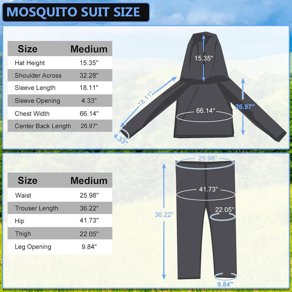 Mosquito Suit for Outdoor Protection from Flies,Gnats,No-See-Ums,Midges-M