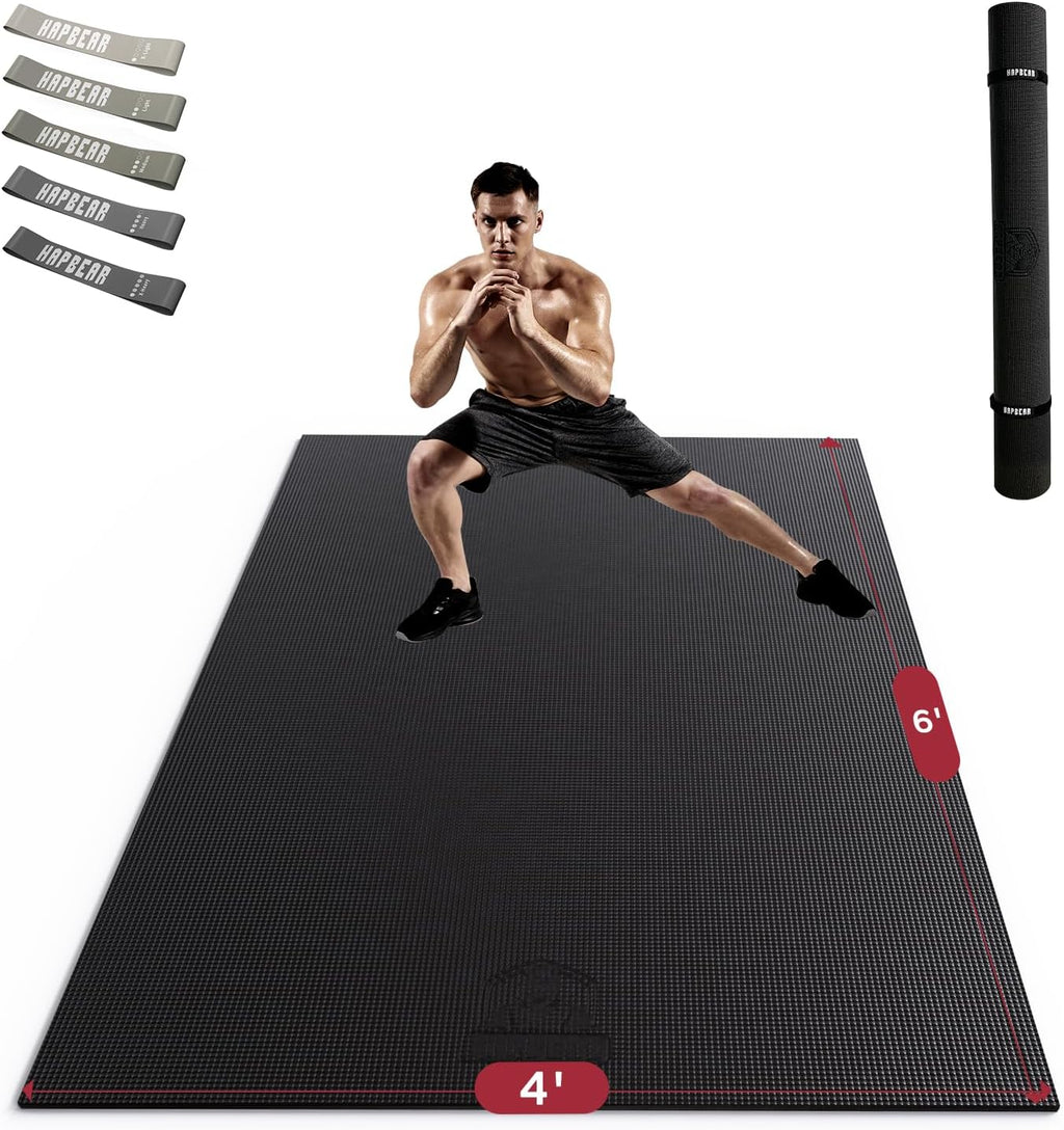 HAPBEAR Large Exercise Mat-6'x4'/7'x5'/6'x8'/6'x9'/6'x10'/6'x12'x 1/3"(8mm)