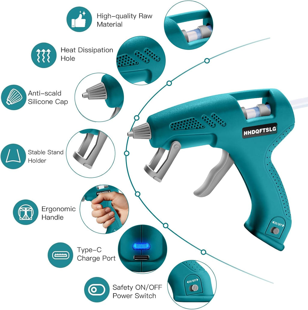 Cordless Hot Glue Gun Kit with 30 Sticks, Fast Heating 2.6Ah Rechargeable