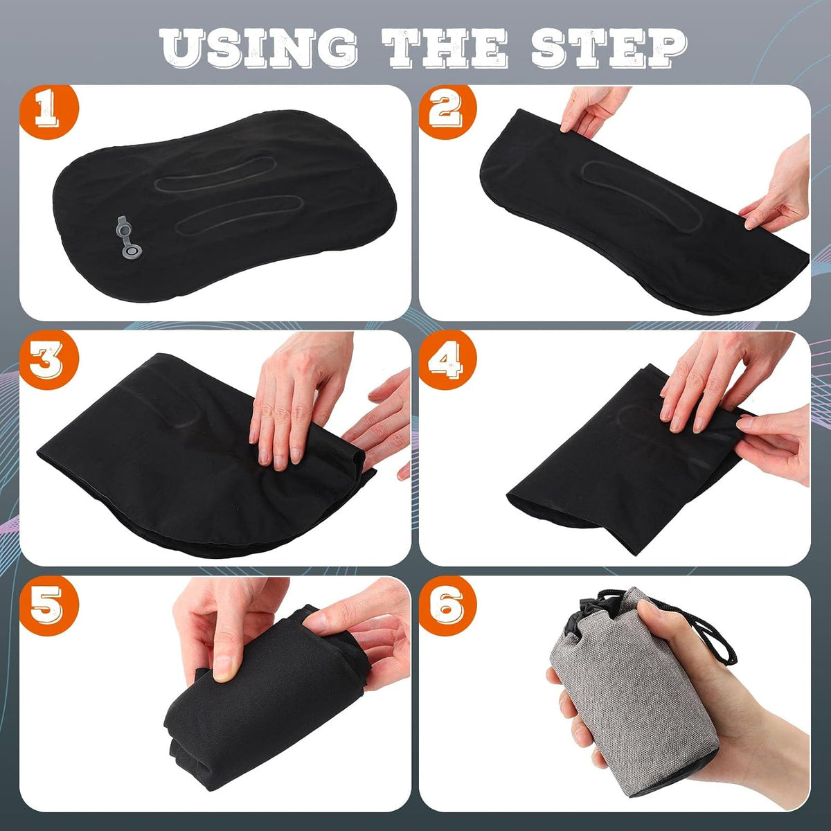 Tatuo 3 Pcs Inflatable Camping Travel Pillow Ultralight Inflating Pillows Lightweight Camping Pillow Portable Backpacking Pillow for Neck Lumbar Support Hiking Sleeping Camping (Black)