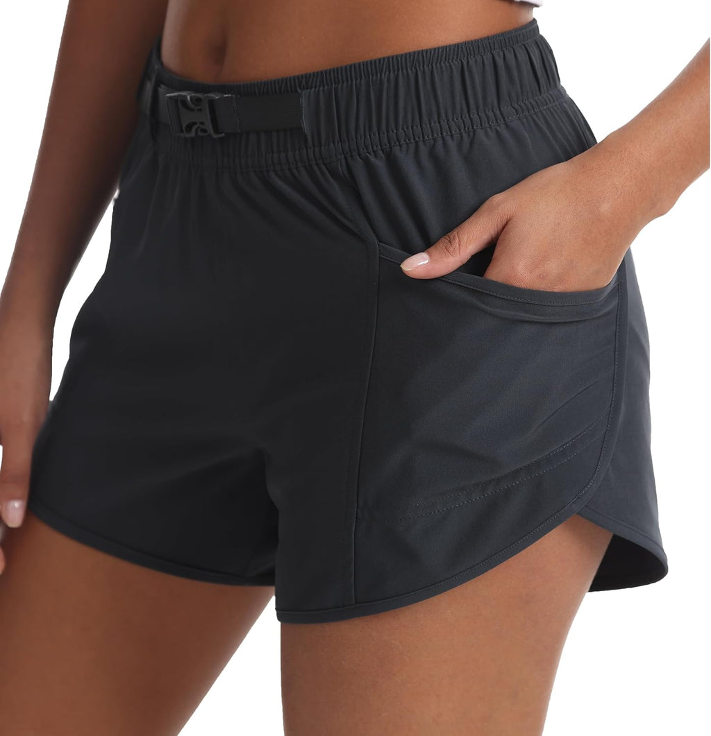 Women's Athletic Hiking Shorts with Liner Quick-Dry Workout Running Shorts