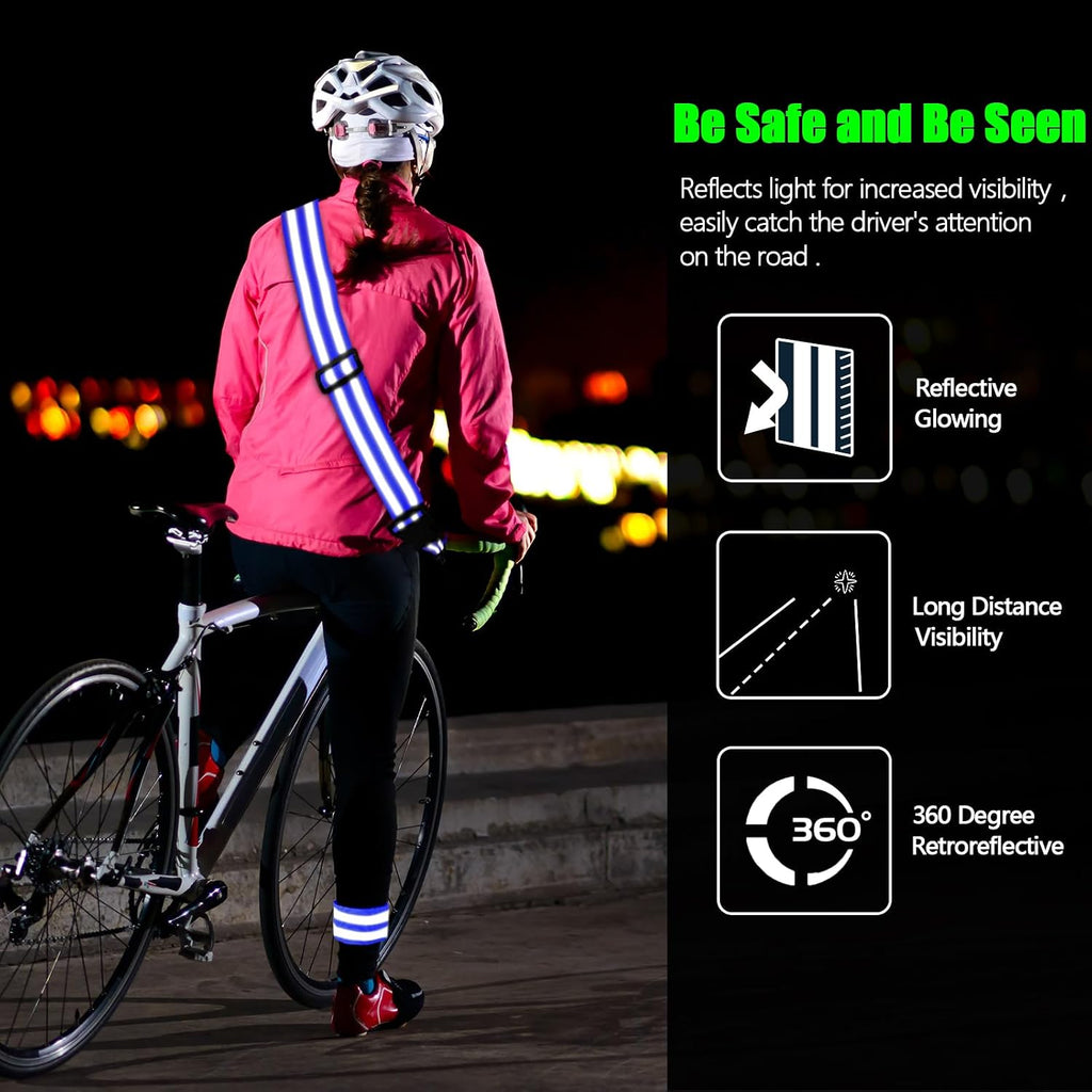 Saintrygo 6 Pcs Reflective Sash for Walking at Night Reflective Strap Arm Band High Visibility Belt Safety Ankle Strap for Visibility Vest Clothing Running Gear