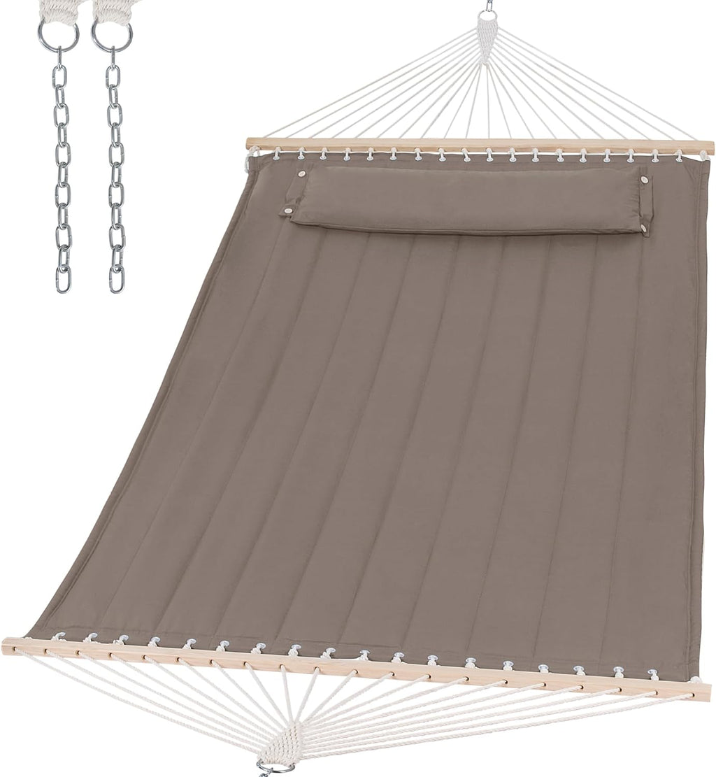 SUNCREAT Heavy Duty 2 Person Hammock for Indoor, Outdoor, Gray