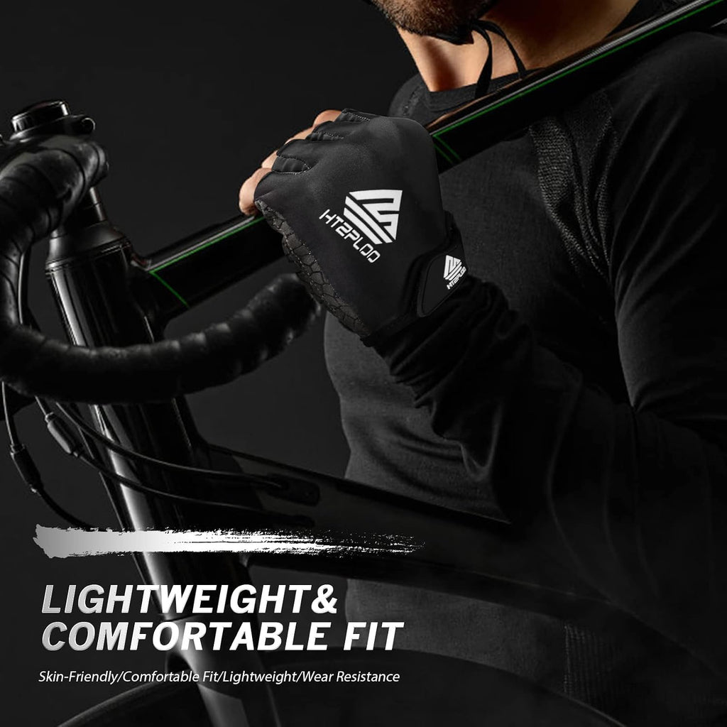 Bike Gloves for Men Women with Anti-Slip Shock-Absorbing Pad, Light Weight Half-Finger Cycling Gloves