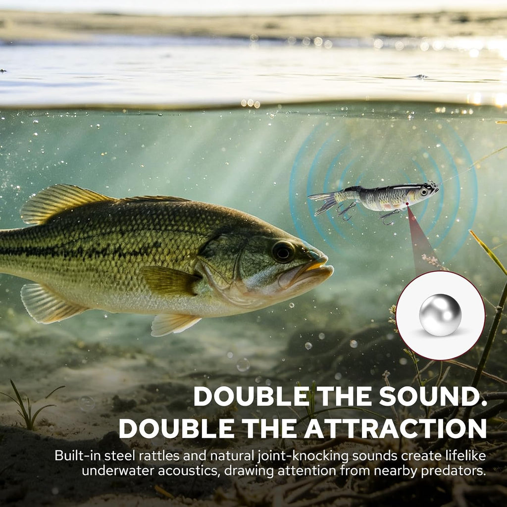 GOTOUR Jointed Swimbaits, Easy Catch Fishing Lures for Bass Trout Crappie