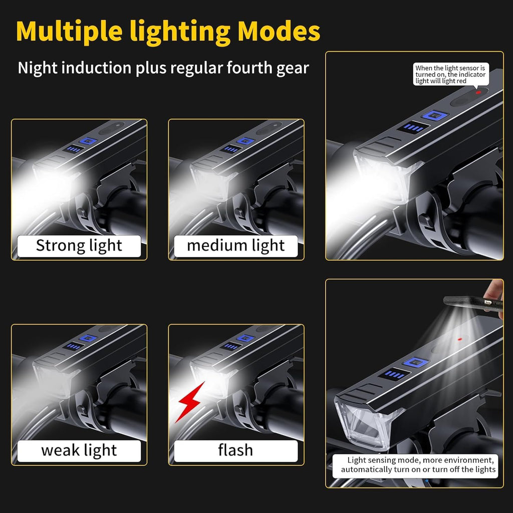 Bike Lights for Night Riding Super Bright High Lumens Bike Wheel Lights Front and Back USB Rechargeable Powerful IPX6 Waterproof Taillight Set for Road and Mountain