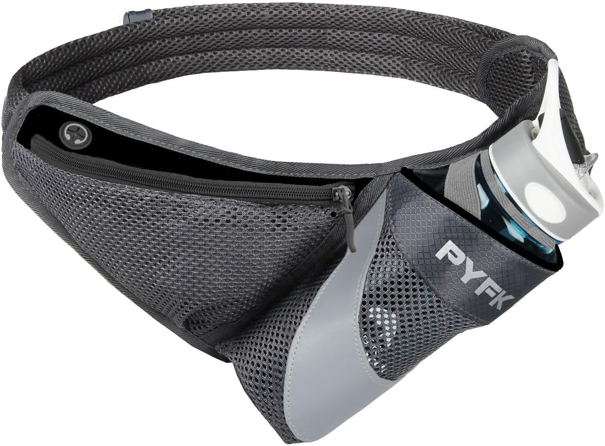 PYFK Running Belt Hydration Waist Pack with Water Bottle Holder for Men Women Waist Pouch Fanny Bag Reflective