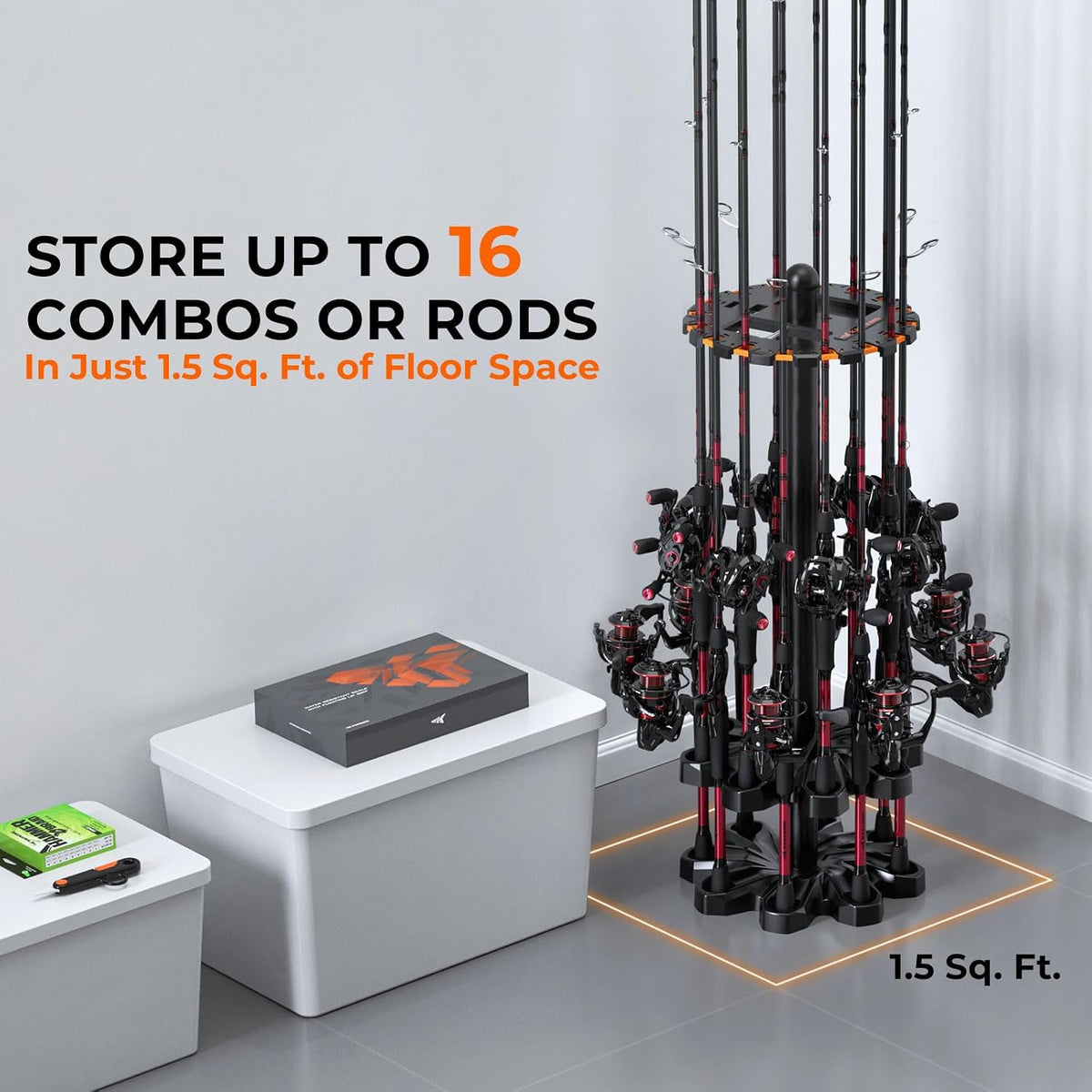 KastKing V16 Fishing Rod Holder for Garage, Fishing Storage Gift for Men