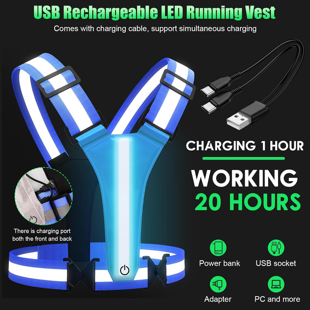 LED Reflective Vest Running Gear 5 Colors Light Up Reflective Running Vest