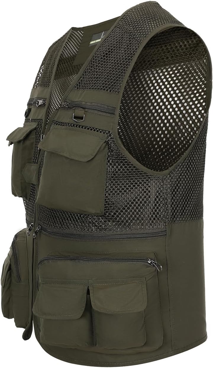 Hbufnha Outdoor Fishing Hunting Vest Multi Pockets Work Cargo Jacket