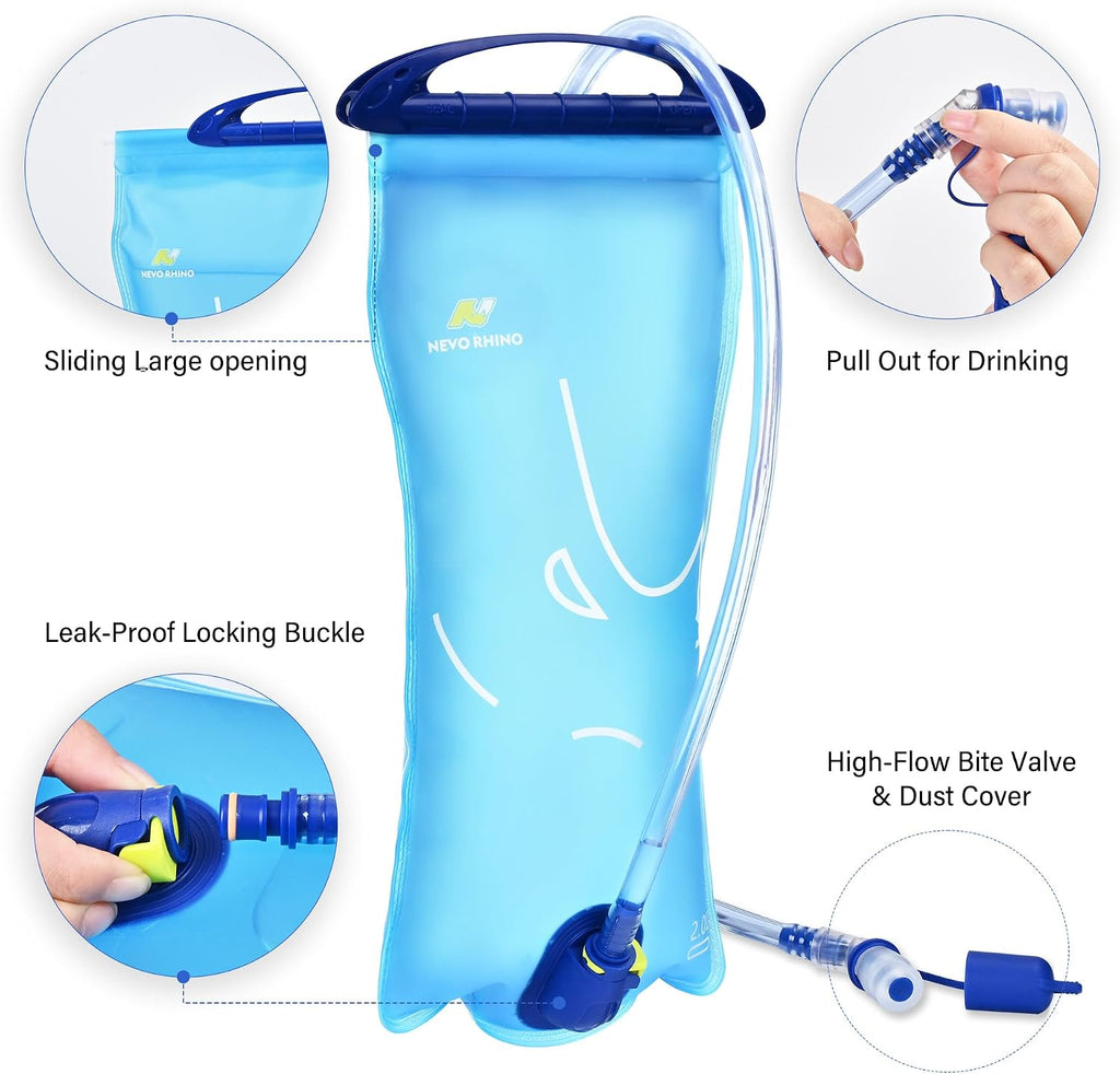 N NEVO RHINO Hydration Backpack with 70 oz/ 2L Bladder, Hiking Water Pack