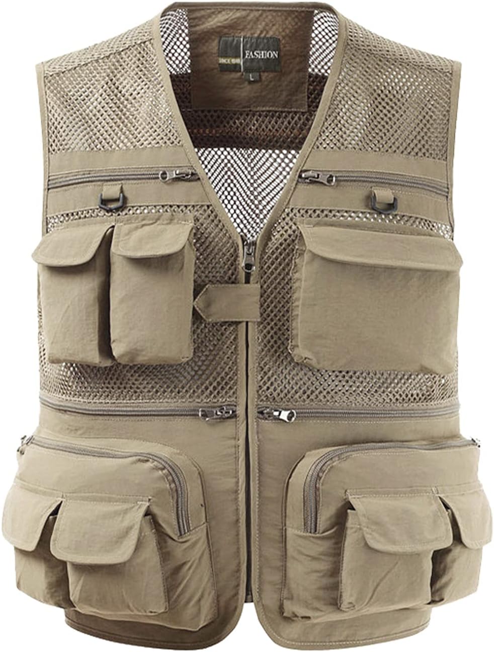 Gihuo Men's Fishing Vest Utility Safari Travel Vest with Pockets Outdoor Work Photo Cargo Fly Summer Vest