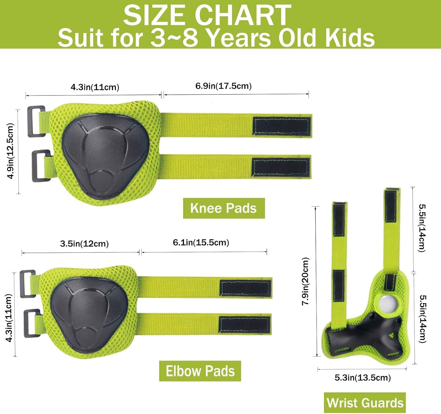 Kids/Youth Knee Pads Elbow Pads for 3-14Years Boys Girls 6 in 1 Kids Protective Gear Set Adjustable for Skating Cycling Bike Rollerblading Scooter Roller Skates