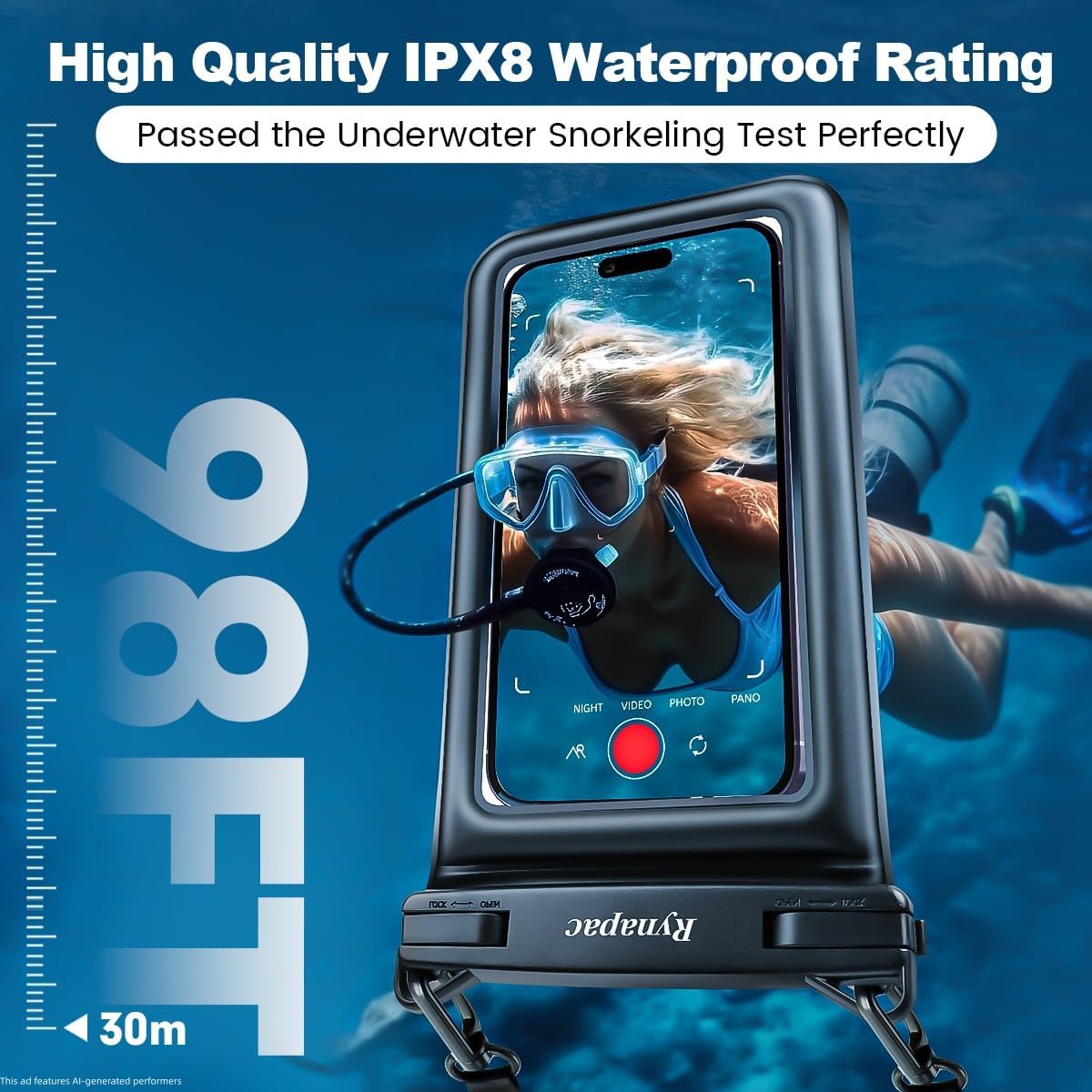 Rynapac Double Space Floating Waterproof Phone Pouch [Up to 8.5''], 2 Pack