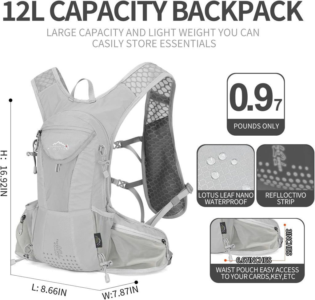 IX INOXTO Hydration Pack Backpack, Lightweight Water Backpack with 2L Hydration Bladder Daypack for Men Women,Running Hydration Vest for Trail Running Hiking Cycling Race Climbing