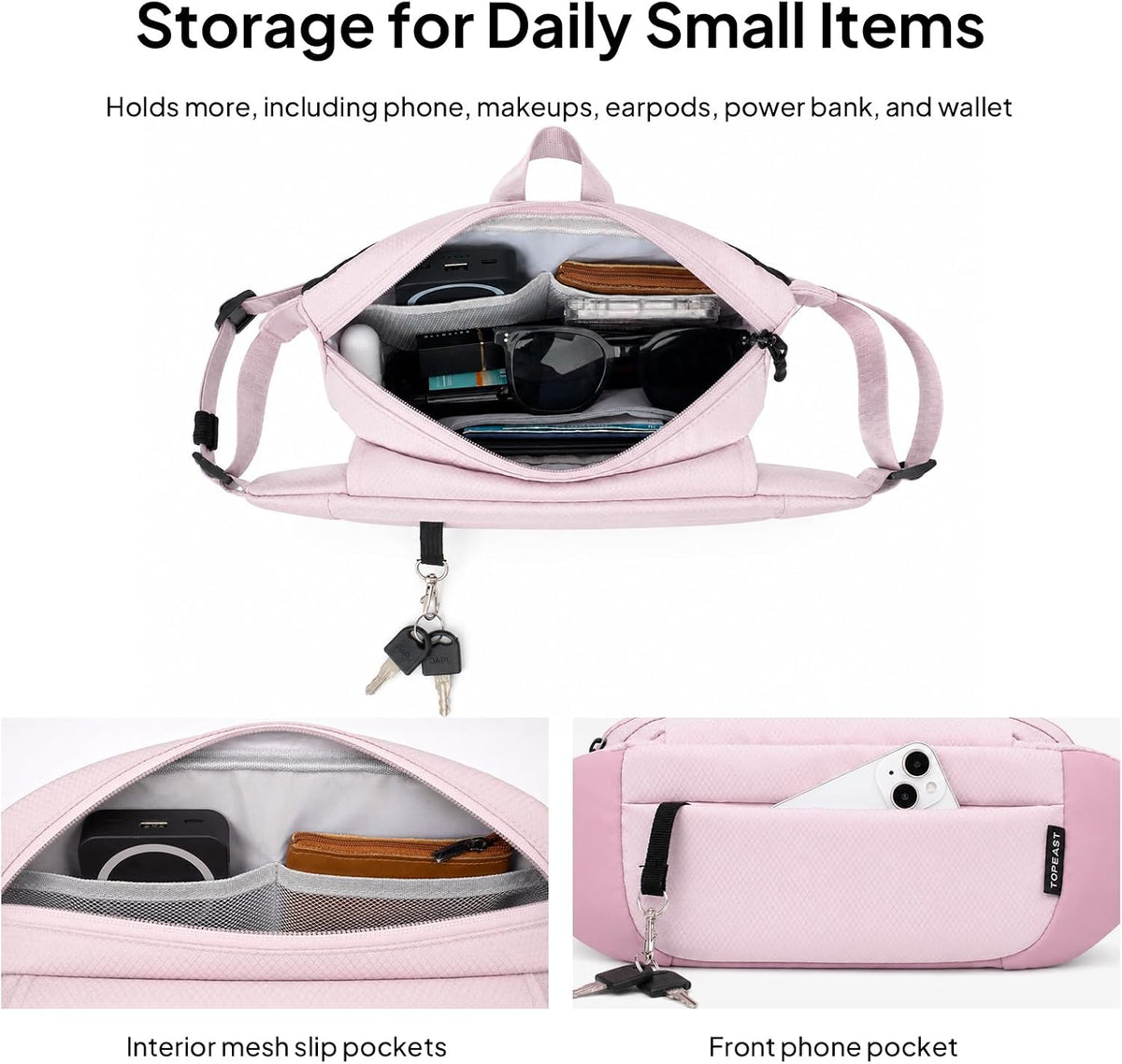 TOPEAST Waist Pack Large Capacity Fanny Pack with Water Bottle Pocket