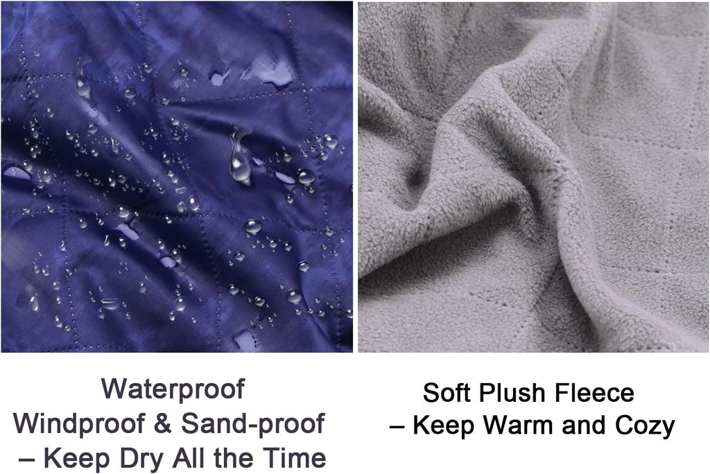 Waterproof Warm Fleece Outdoor Blanket Extra Large Lightweight Portable with Carry Bag for Stadium, Picnic, Camping, Beach, Dogs, Sofa