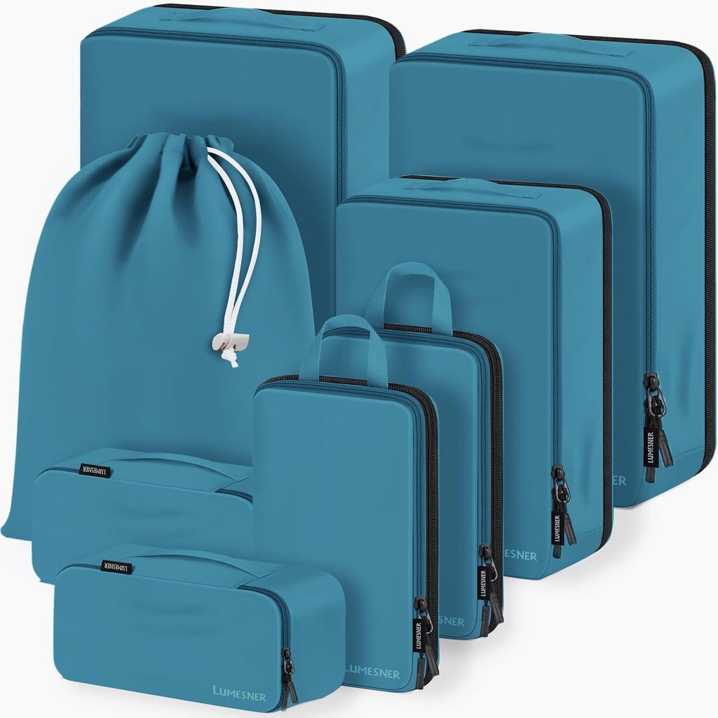 Lumesner 8 Set Compression Packing Cubes, Travel Suitcase Organizers